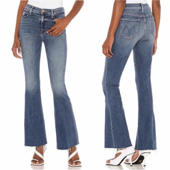 MOTHER Jeans The Weekender Fray in Walking on Coals Flare Raw Hem Size 32